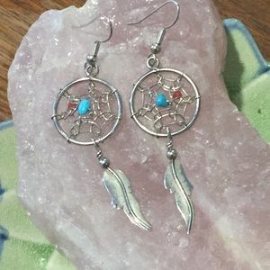 Silver Dream catcher earrings